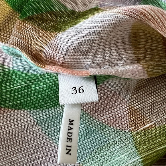 Sandro Green Athena Circle Print Linen & Silk Shirtdress, Size 36 - Picture 8 of 8